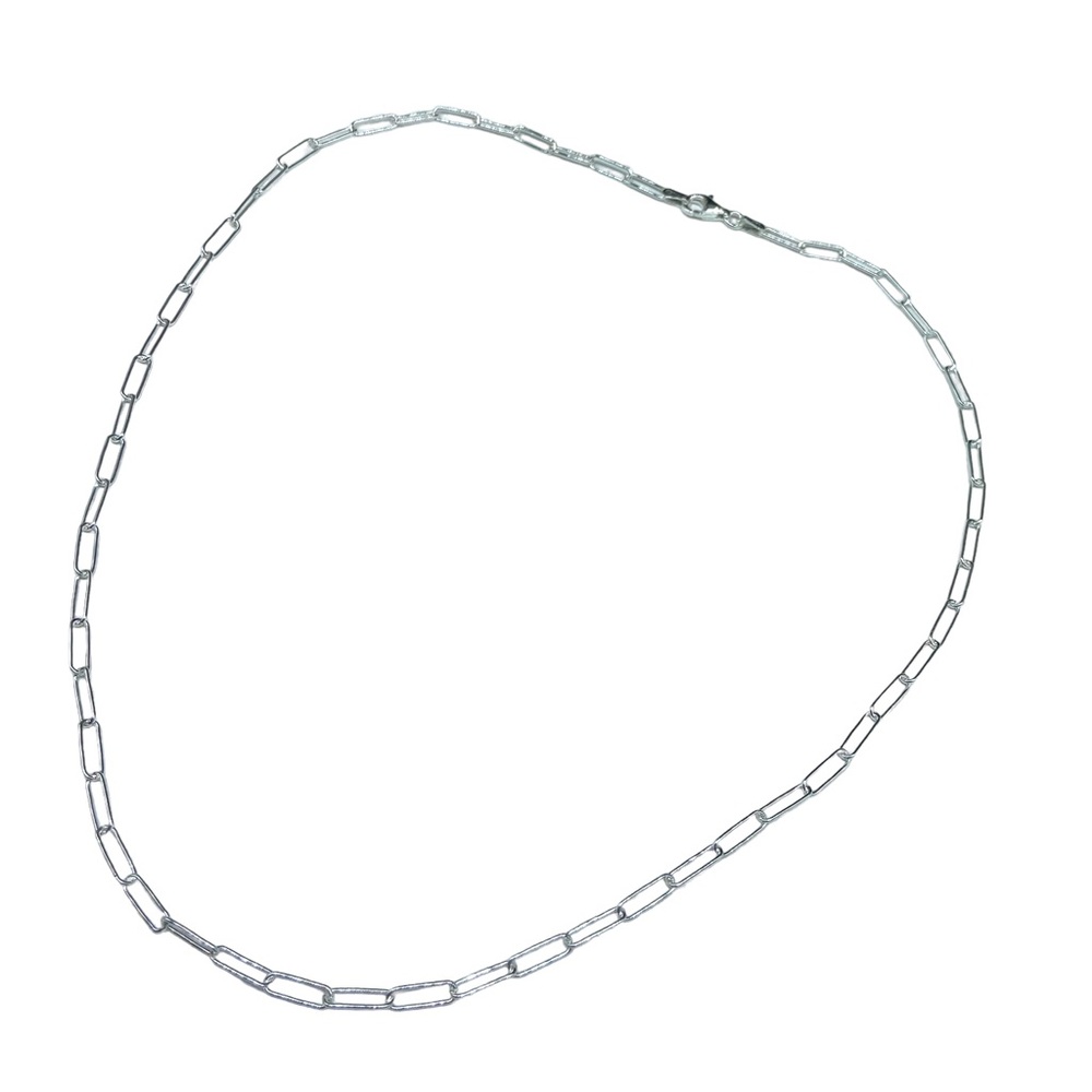 18” Sterling Silver Paperclip Chain Link Necklace Solid 925 Italy Paper Clip - Picture 5 of 9